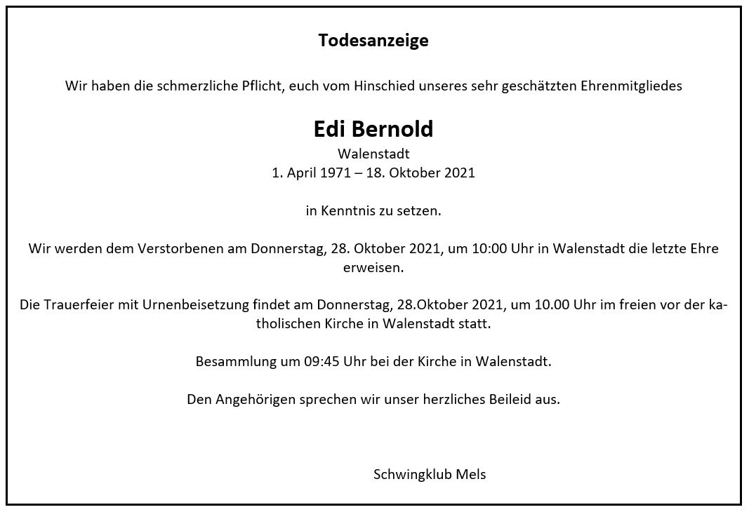 Read more about the article Todesanzeige +Edi Bernold